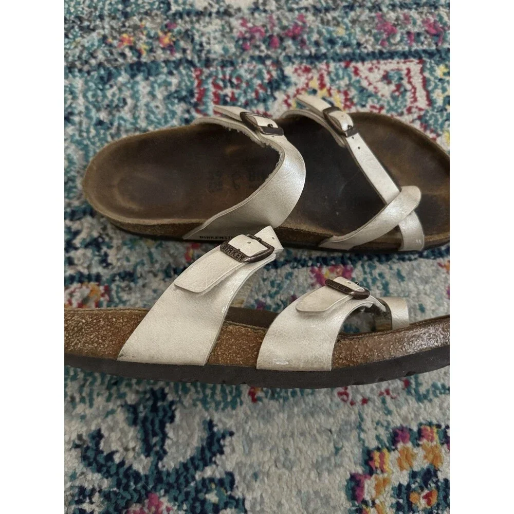 Birkenstock Mayari Graceful Pearl White Birko-Flor Sandals Women’s Size 39